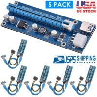 5Sets USB PCI-E Express Riser 1x To 16x GPU Mining Powered Adapter w/ USB Cable