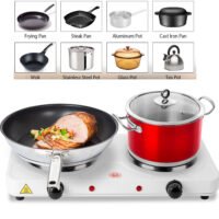 2000W Electric Hot Plate Double Countertop Burner for Cooking 5Temperature Level