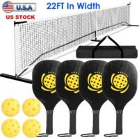Portable Pickleball Complete Set w/ 22FT Regulation Net Pickleball Paddles Balls