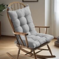 2PCS Waterproof Rocking Chair Cushion Soft Patio Seat Tufted Chair Pad Mat- Grey