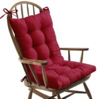 2PCS Waterproof Rocking Chair Cushion Soft Patio Seat Tufted Chair Pad-Wine Red