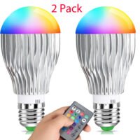 2 Pack 16 Colors Changing Magic Effect E27 9W RGB LED Lamp Bulb + Remote Control
