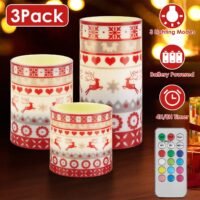 3 Packs Flickering Christmas Flameless LED Candles with Timer Remote Control